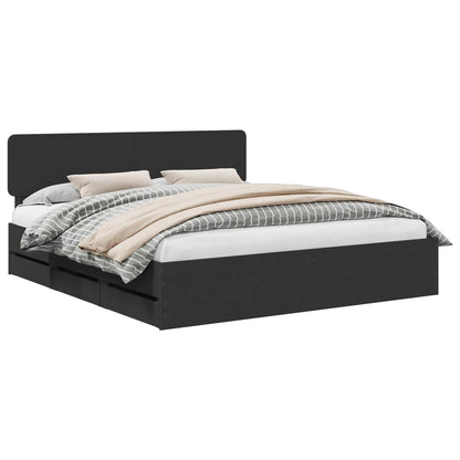 vidaXL Bed Frame with Drawer Black 180 x 200 cm Engineered Wood