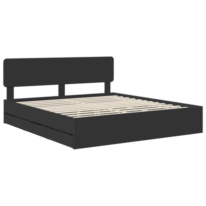vidaXL Bed Frame with Drawer Black 180 x 200 cm Engineered Wood