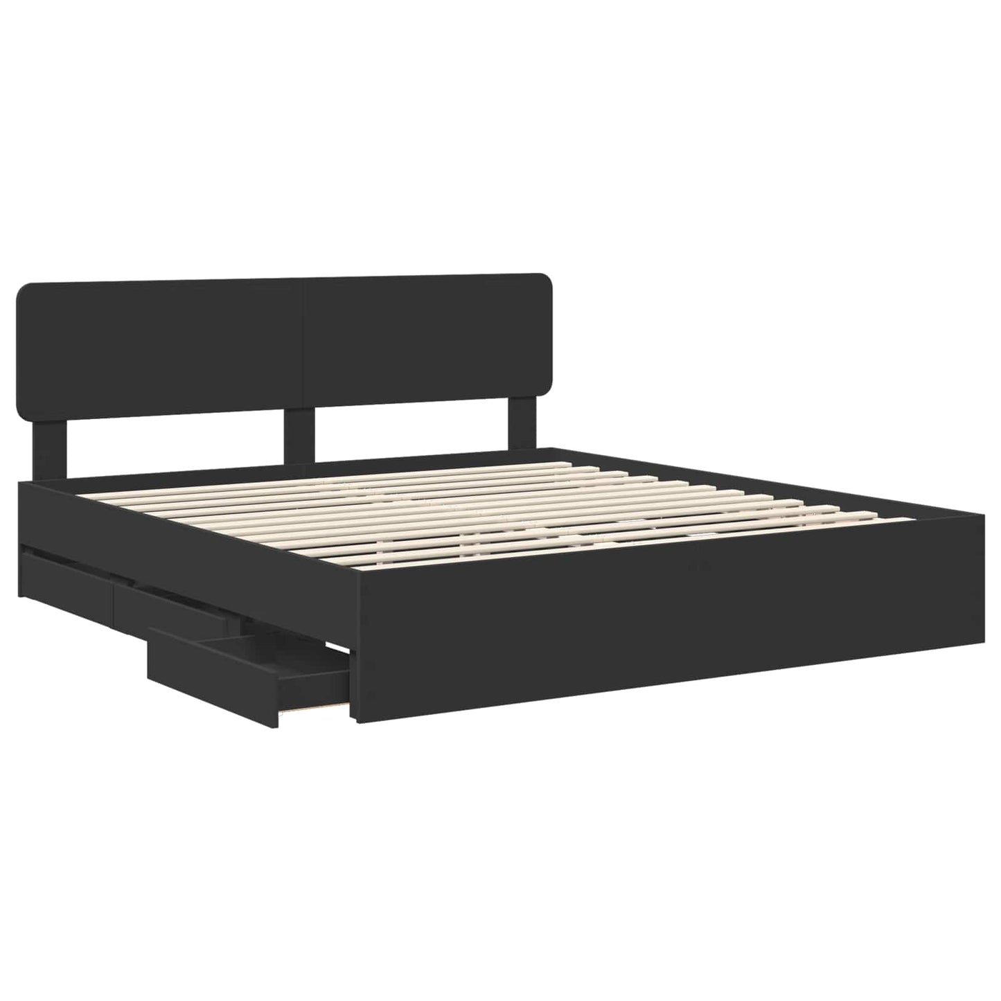vidaXL Bed Frame with Drawer Black 180 x 200 cm Engineered Wood