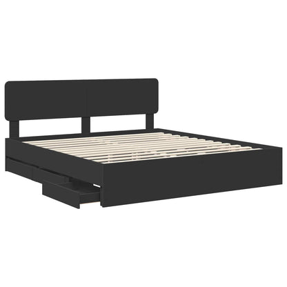 vidaXL Bed Frame with Drawer Black 180 x 200 cm Engineered Wood