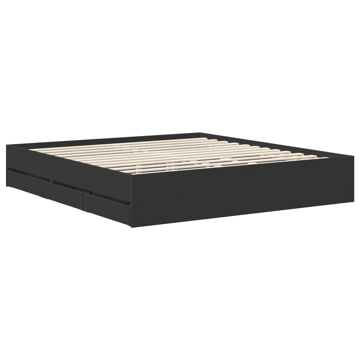 vidaXL Bed Frame with Drawer Black 180 x 200 cm Engineered Wood