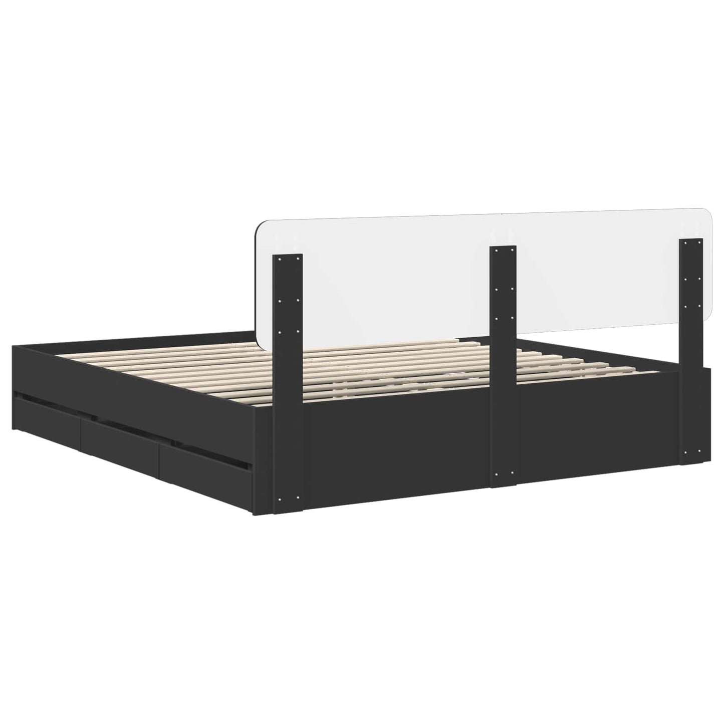 vidaXL Bed Frame with Drawer Black 180 x 200 cm Engineered Wood