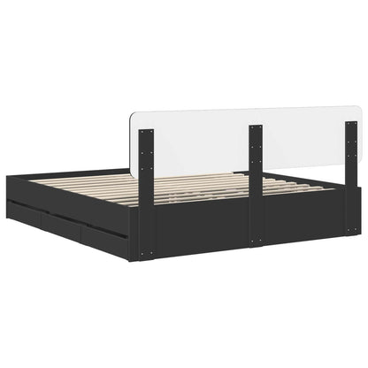vidaXL Bed Frame with Drawer Black 180 x 200 cm Engineered Wood