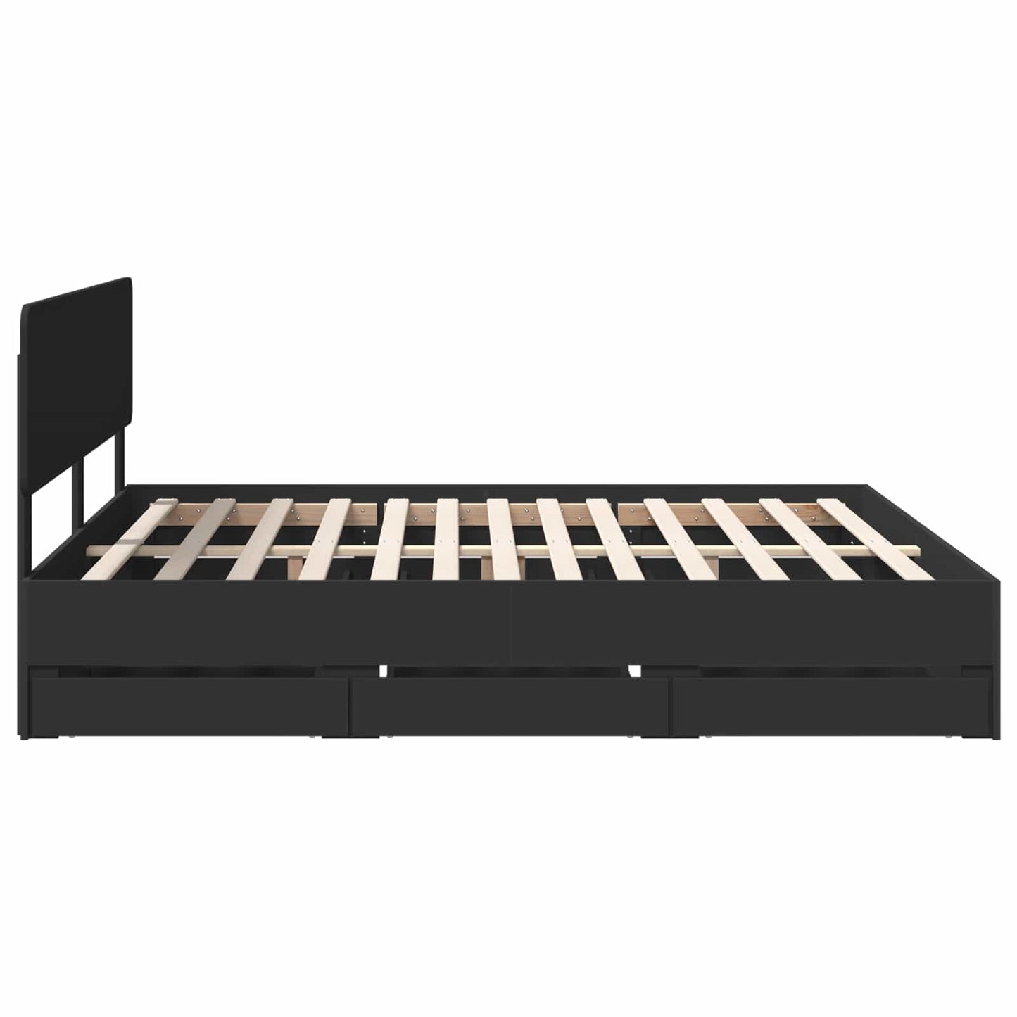 vidaXL Bed Frame with Drawer Black 180 x 200 cm Engineered Wood