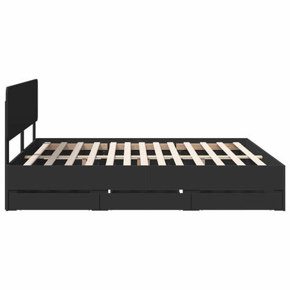 vidaXL Bed Frame with Drawer Black 180 x 200 cm Engineered Wood