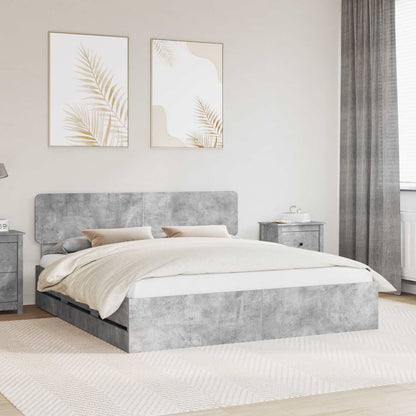 vidaXL Bed Frame Concrete Grey 180 x 200 cm Engineered Wood