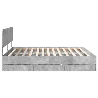 vidaXL Bed Frame Concrete Grey 180 x 200 cm Engineered Wood