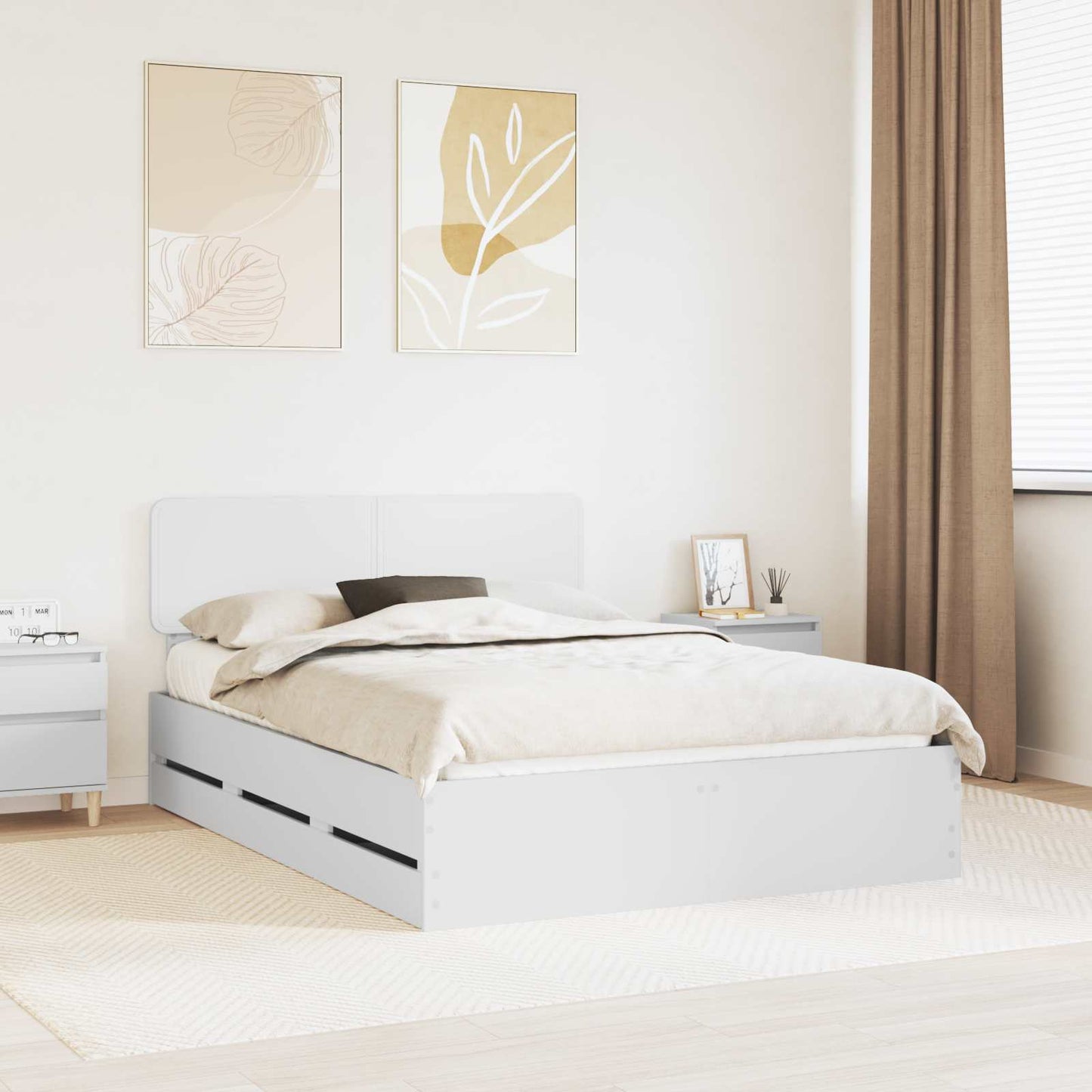 vidaXL Bed Frame with Drawer White 160 x 200 cm Engineered Wood