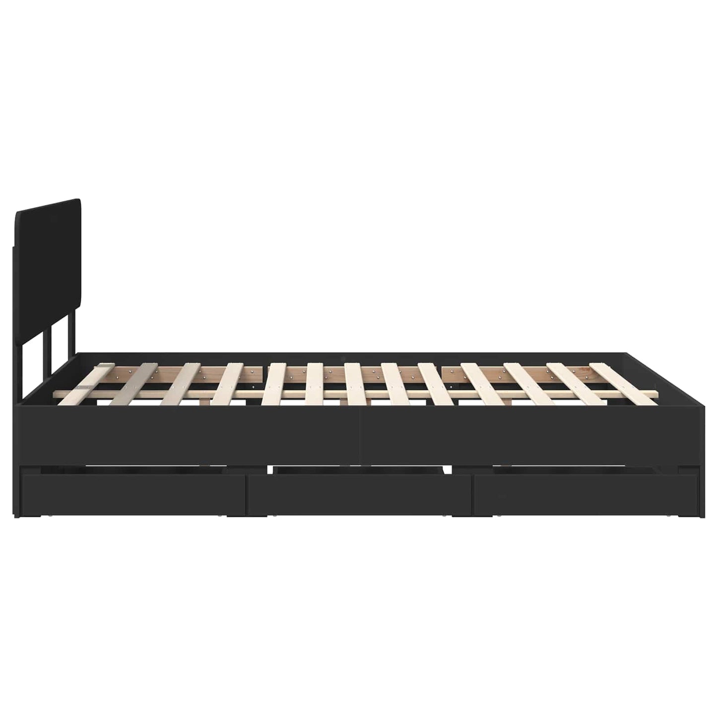 vidaXL Bed Frame with Drawer Black 160 x 200 cm Engineered Wood