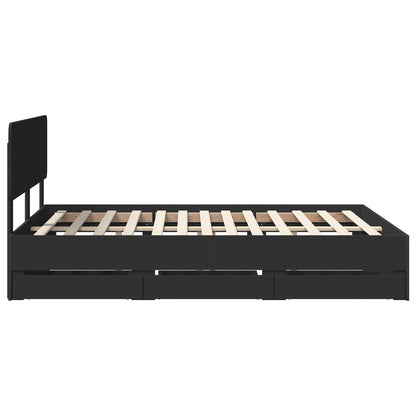 vidaXL Bed Frame with Drawer Black 160 x 200 cm Engineered Wood