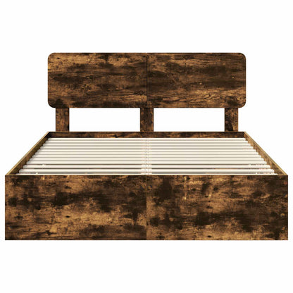 vidaXL Bed Frame with Drawer Smoked Oak 160 x 200 cm Engineered Wood