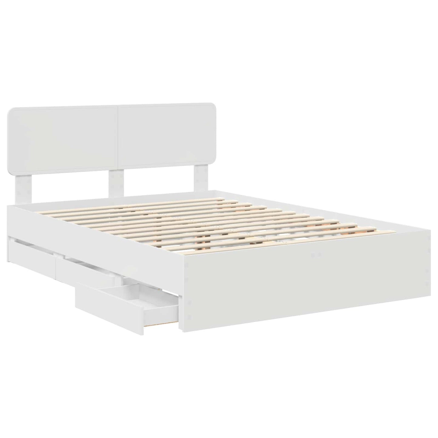 vidaXL Bed Frame with Drawer White 150 x 200 cm Engineered Wood