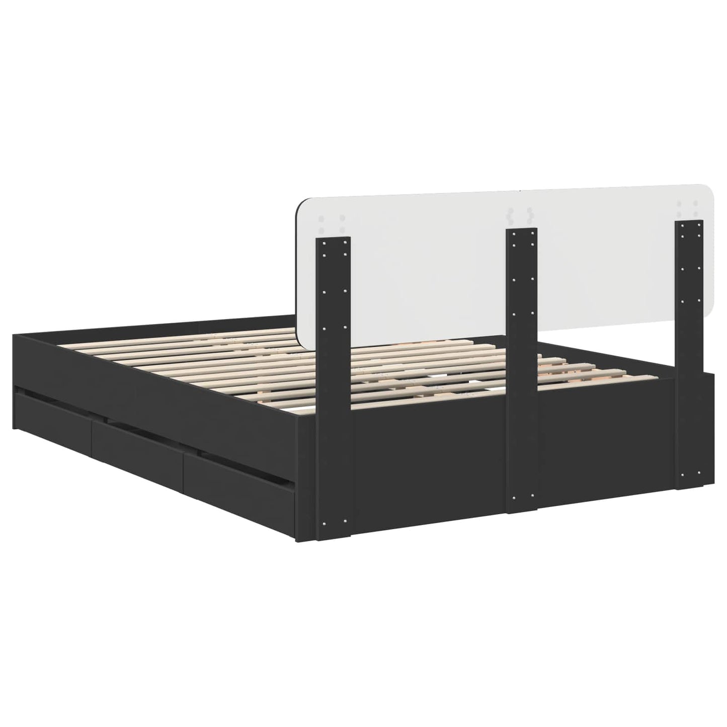 vidaXL Bed Frame with Drawer Black 150 x 200 cm Engineered Wood