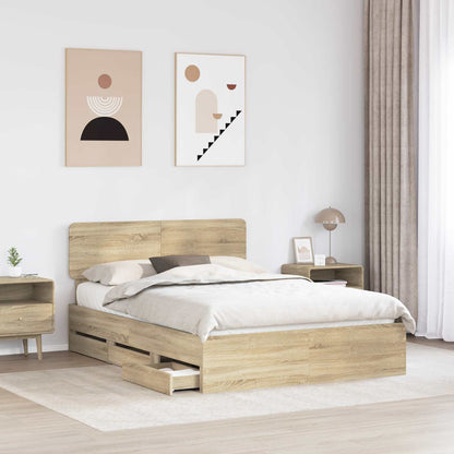 vidaXL Bed Frame with Drawer Sonoma Oak 150 x 200 cm Engineered Wood