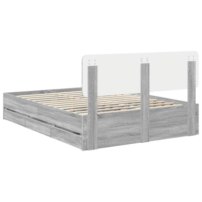 vidaXL Bed Frame with Drawer Grey Sonoma 150 x 200 cm Engineered Wood