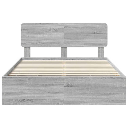 vidaXL Bed Frame with Drawer Grey Sonoma 150 x 200 cm Engineered Wood