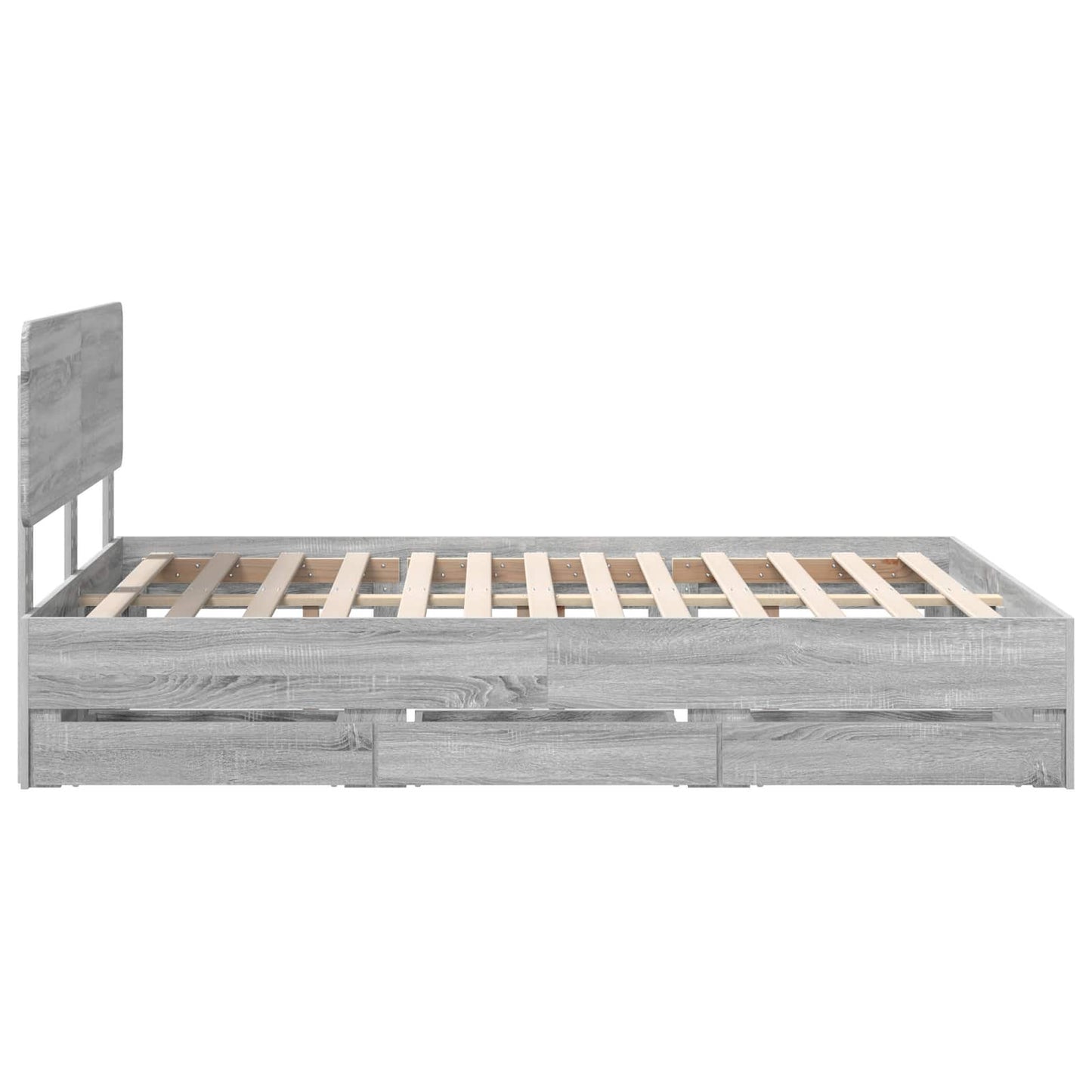 vidaXL Bed Frame with Drawer Grey Sonoma 150 x 200 cm Engineered Wood