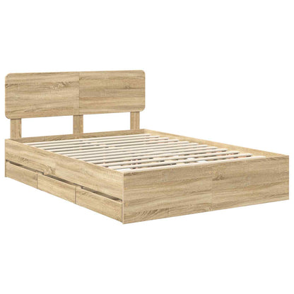 vidaXL Bed Frame with Drawer Sonoma Oak 140 x 200 cm Engineered Wood