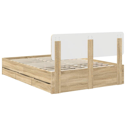 vidaXL Bed Frame with Drawer Sonoma Oak 140 x 200 cm Engineered Wood