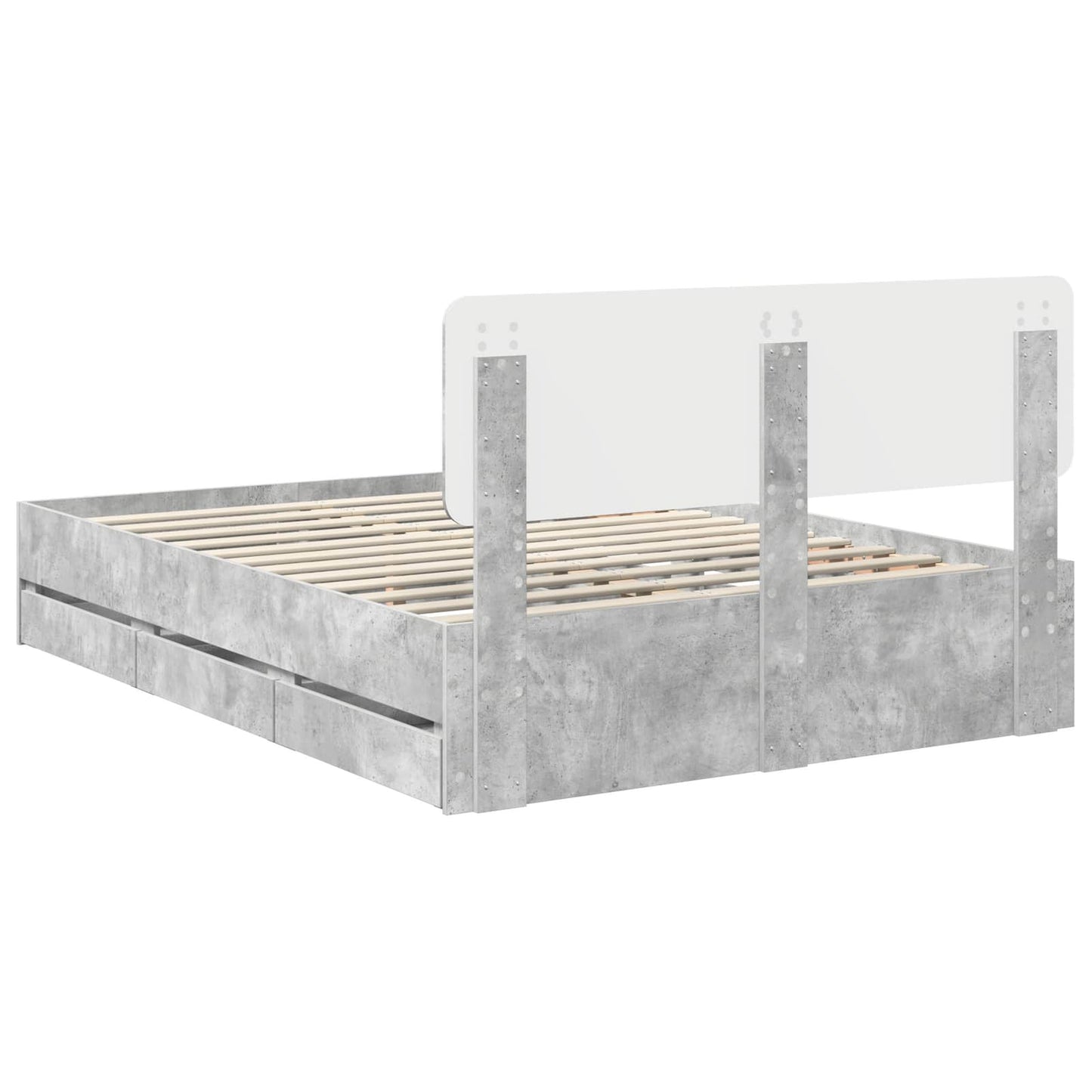vidaXL Bed Frame Concrete Grey 140 x 200 cm Engineered Wood