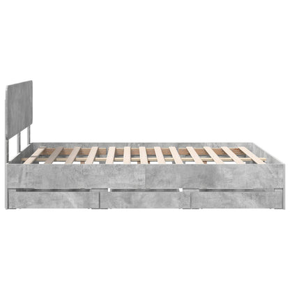 vidaXL Bed Frame Concrete Grey 140 x 200 cm Engineered Wood