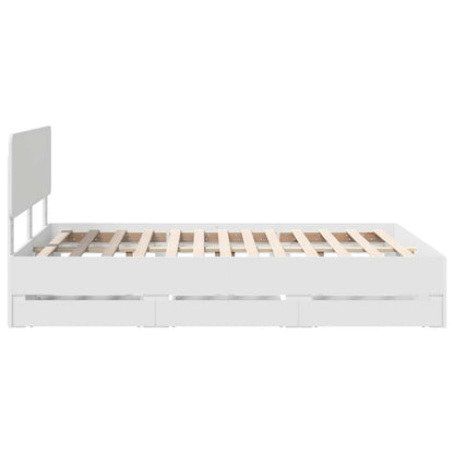 vidaXL Bed Frame with Drawer White 140 x 190 cm Engineered Wood