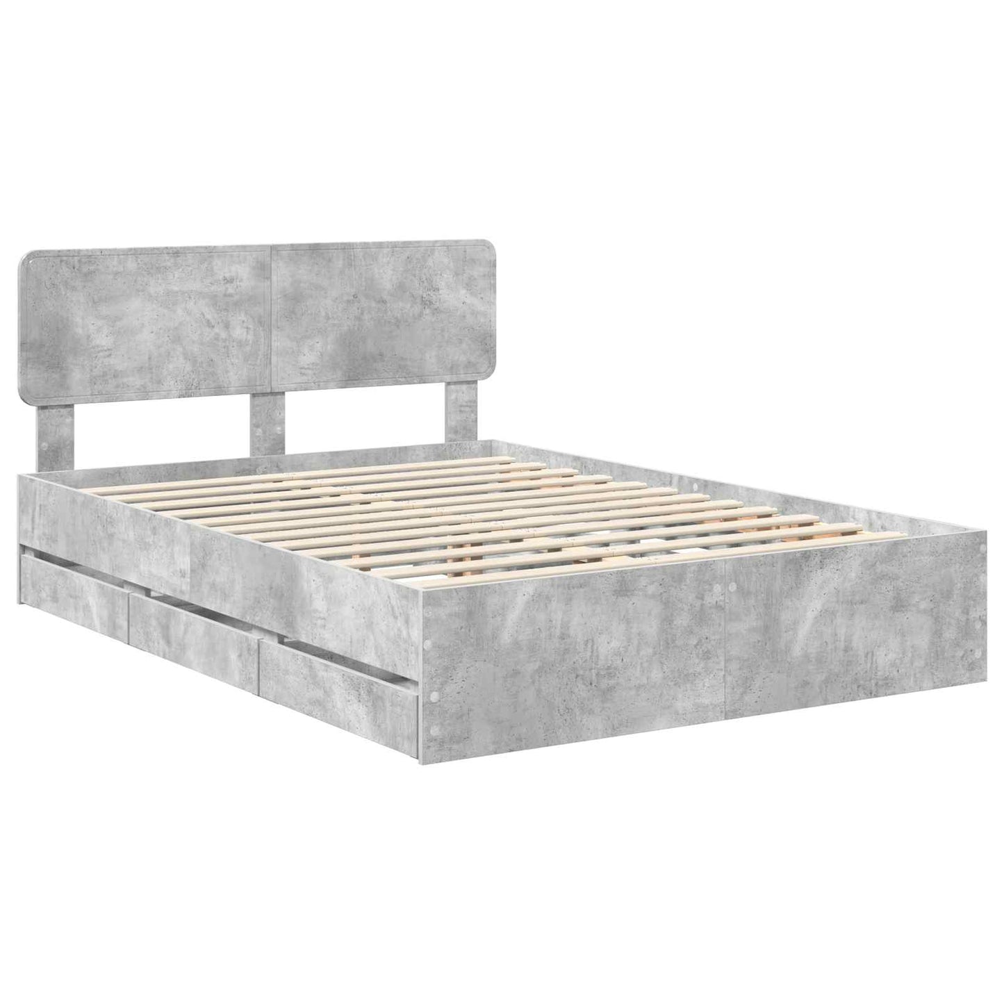vidaXL Bed Frame Concrete Grey 140 x 190 cm Engineered Wood
