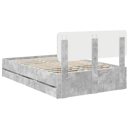 vidaXL Bed Frame Concrete Grey 135 x 190 cm Engineered Wood