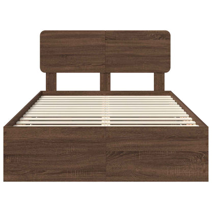 vidaXL Bed Frame with Drawer Brown Oak 135 x 190 cm Engineered Wood