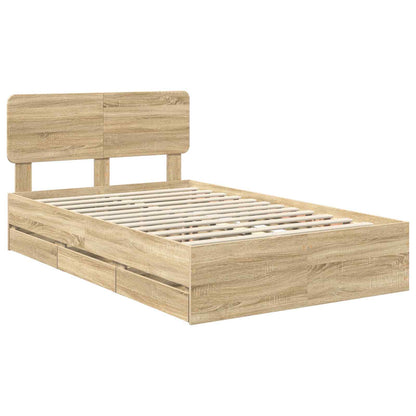 vidaXL Bed Frame with Drawer Sonoma Oak 120 x 200 cm Engineered Wood