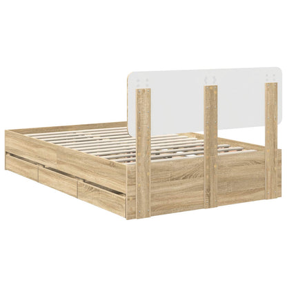 vidaXL Bed Frame with Drawer Sonoma Oak 120 x 200 cm Engineered Wood