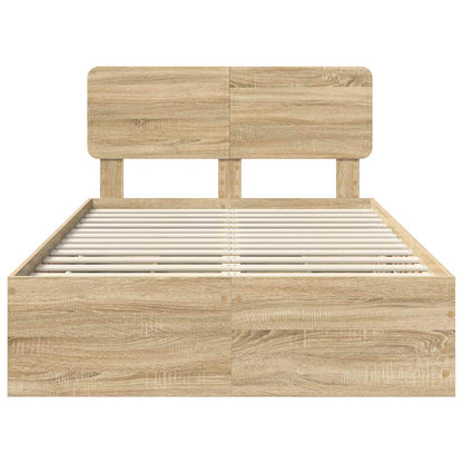 vidaXL Bed Frame with Drawer Sonoma Oak 120 x 190 cm Engineered Wood