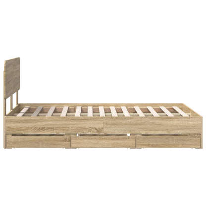 vidaXL Bed Frame with Drawer Sonoma Oak 120 x 190 cm Engineered Wood