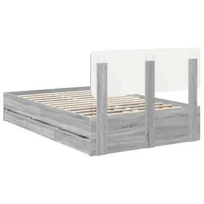 vidaXL Bed Frame with Drawer Grey Sonoma 120 x 190 cm Engineered Wood