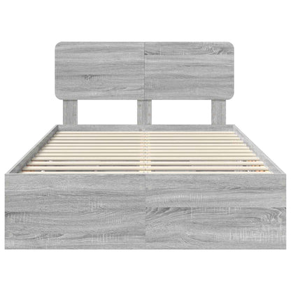 vidaXL Bed Frame with Drawer Grey Sonoma 120 x 190 cm Engineered Wood