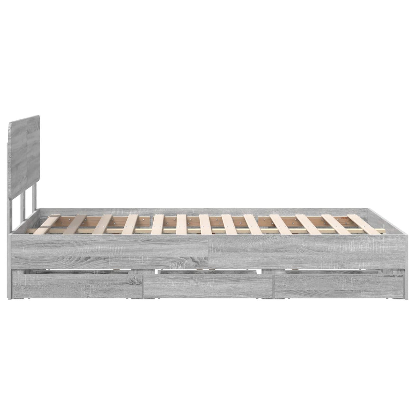 vidaXL Bed Frame with Drawer Grey Sonoma 120 x 190 cm Engineered Wood