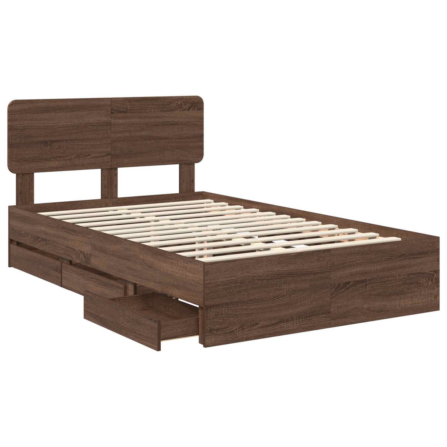 vidaXL Bed Frame with Drawer Brown Oak 120 x 190 cm Engineered Wood