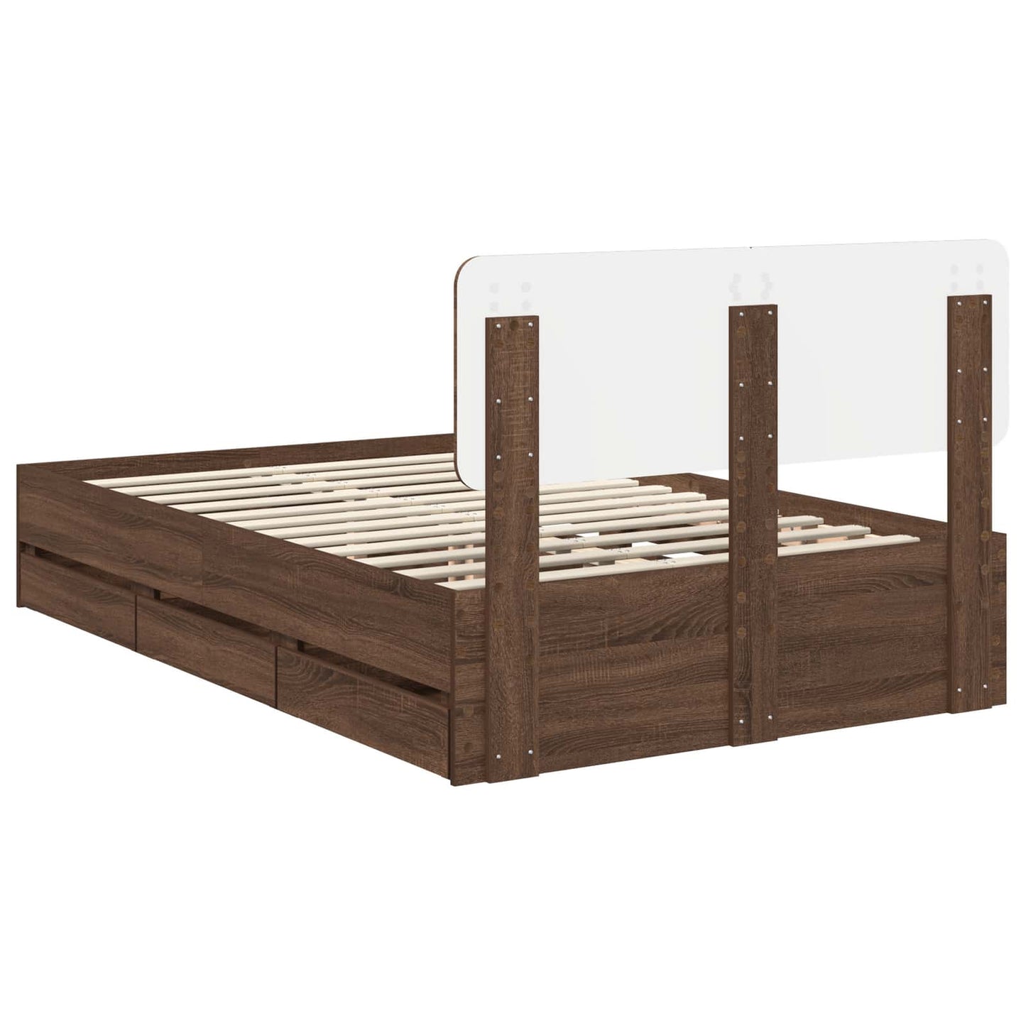 vidaXL Bed Frame with Drawer Brown Oak 120 x 190 cm Engineered Wood