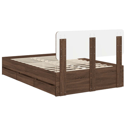 vidaXL Bed Frame with Drawer Brown Oak 120 x 190 cm Engineered Wood