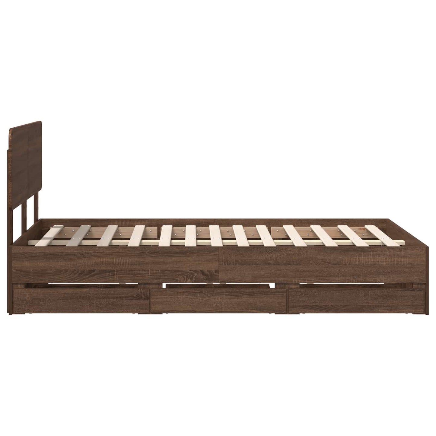 vidaXL Bed Frame with Drawer Brown Oak 120 x 190 cm Engineered Wood