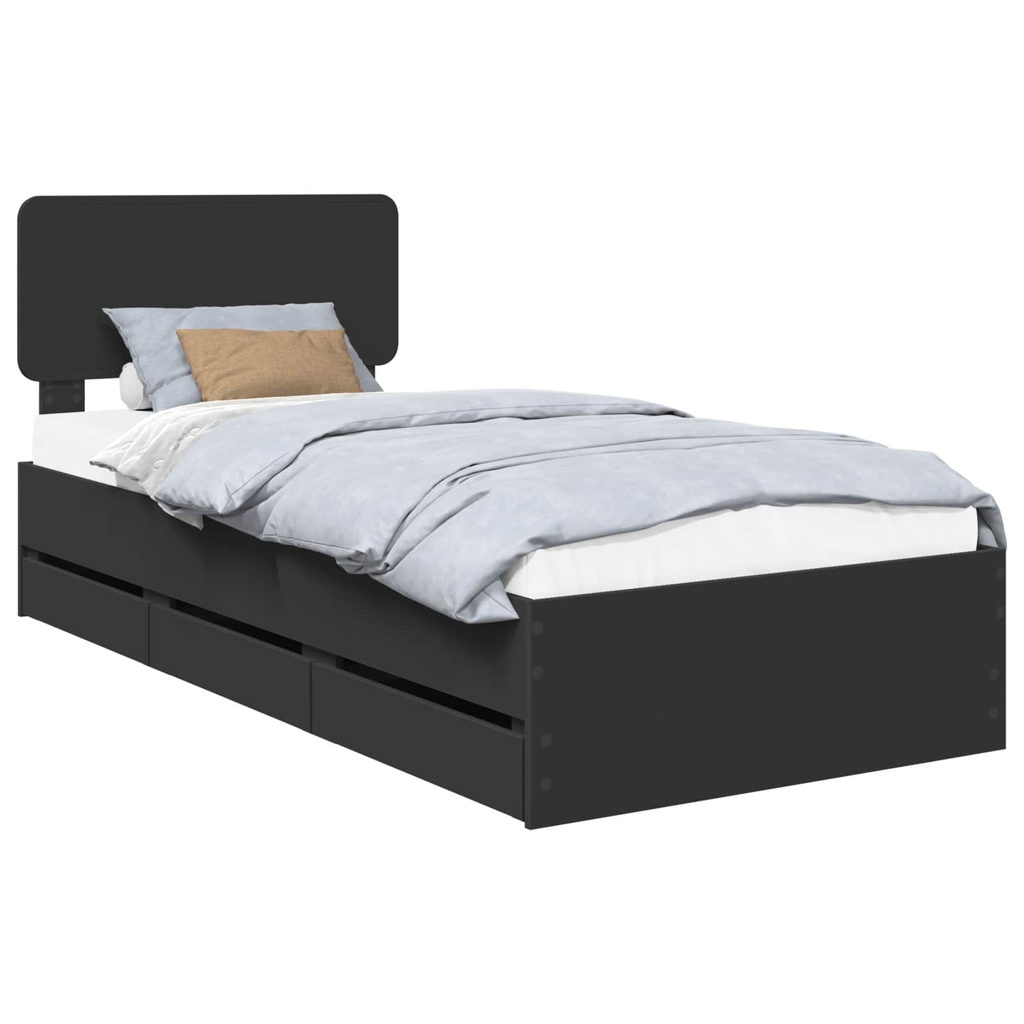 vidaXL Bed Frame with Drawer Black 100 x 200 cm Engineered Wood