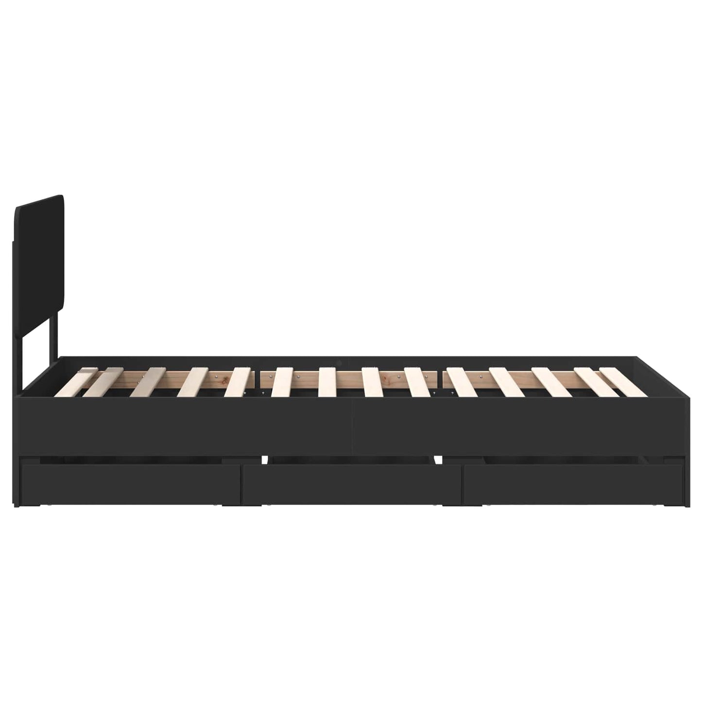vidaXL Bed Frame with Drawer Black 100 x 200 cm Engineered Wood