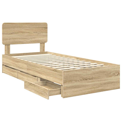 vidaXL Bed Frame with Drawer Sonoma Oak 100 x 200 cm Engineered Wood