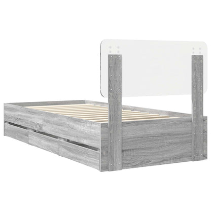 vidaXL Bed Frame with Drawer Grey Sonoma 100 x 200 cm Engineered Wood