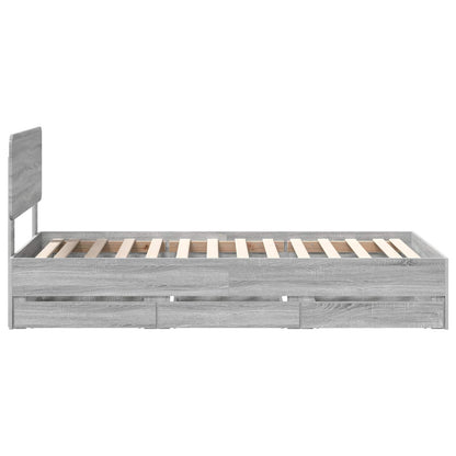 vidaXL Bed Frame with Drawer Grey Sonoma 100 x 200 cm Engineered Wood