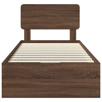 vidaXL Bed Frame with Drawer Brown Oak 100 x 200 cm Engineered Wood