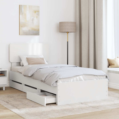vidaXL Bed Frame with Drawer White 90 x 200 cm Engineered Wood