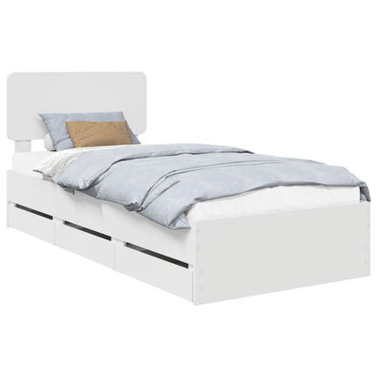 vidaXL Bed Frame with Drawer White 90 x 200 cm Engineered Wood