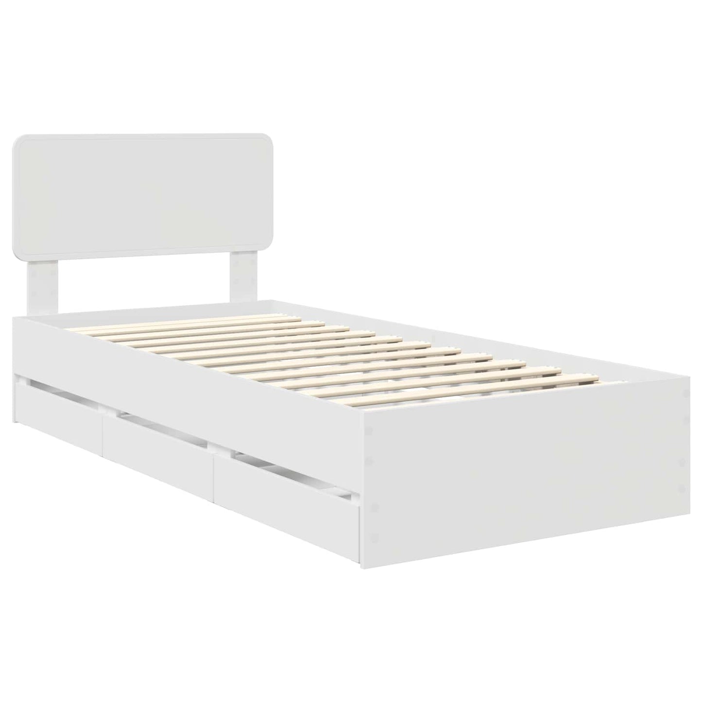 vidaXL Bed Frame with Drawer White 90 x 200 cm Engineered Wood