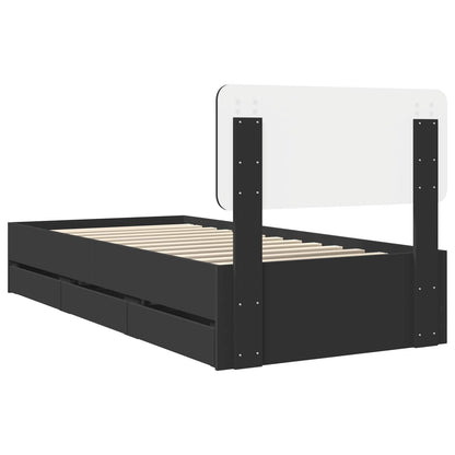 vidaXL Bed Frame with Drawer Black 90 x 200 cm Engineered Wood